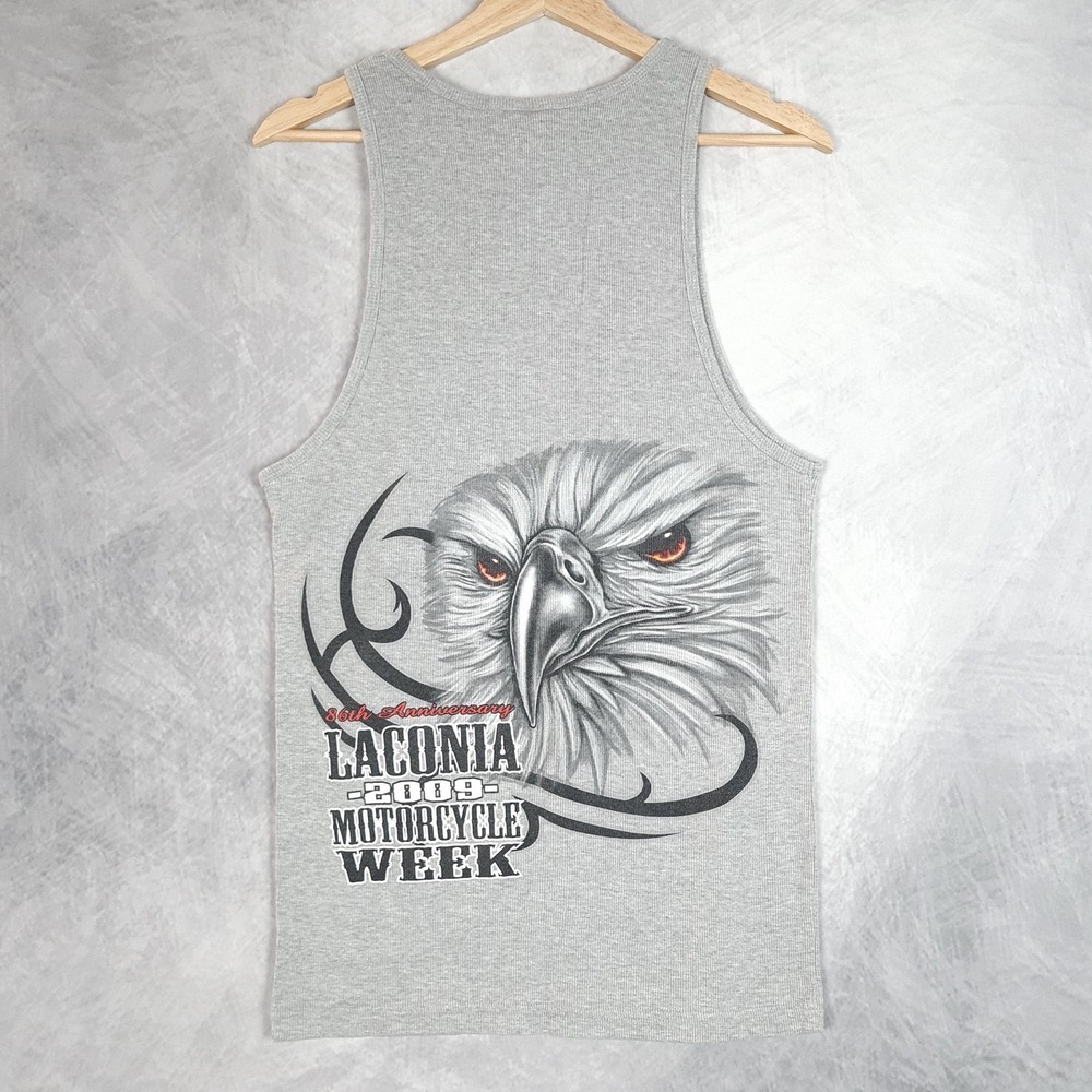 Motorcycle Ribbed Wife Beater Tank Top Mens XL Gray Laconia Week Eagle Tank 2009